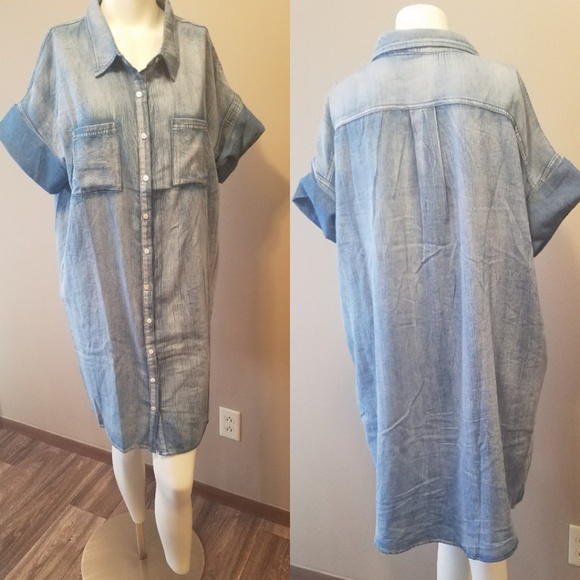 COPY - ❤ DENIM PLUS SIZE SHORT SLEEVE BUTTON UP DRESS - Picture 3 of 3